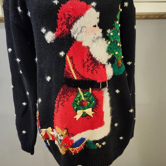 Vintage Santa Sweater with Jingle Bells - Picture 4 of 9
